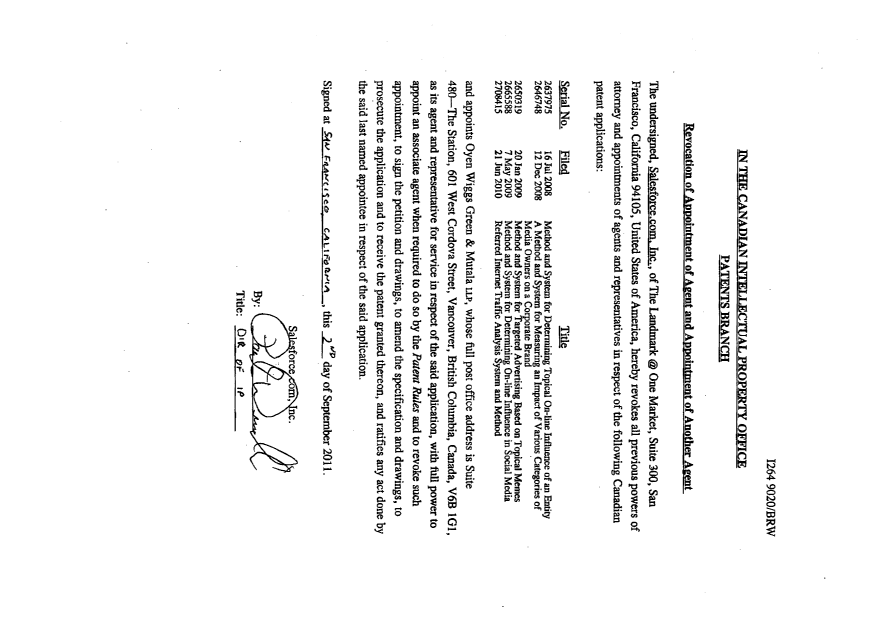 Canadian Patent Document 2650319. Correspondence 20110913. Image 2 of 2