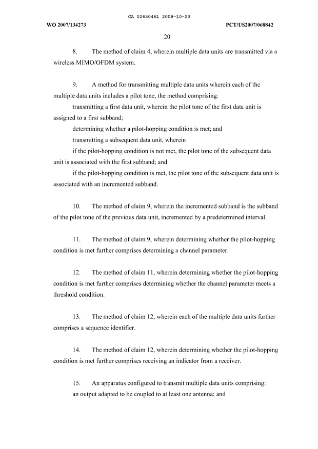 Document de brevet canadien 2650461. Revendications 20081023. Image 2 de 7
