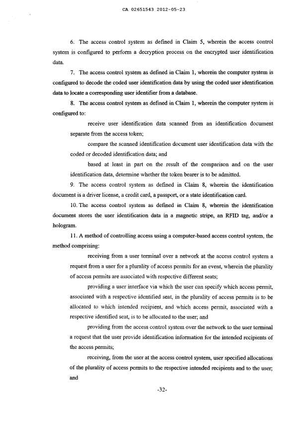 Document de brevet canadien 2651543. Revendications 20120523. Image 2 de 9