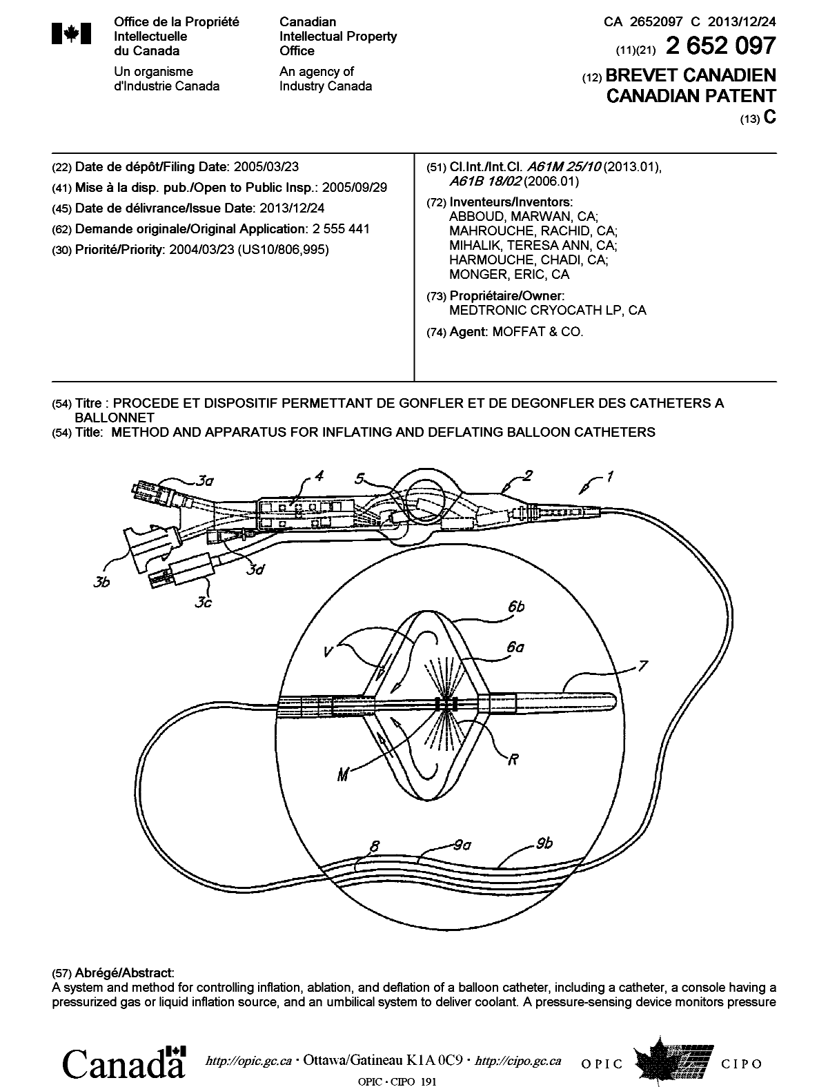 Document de brevet canadien 2652097. Page couverture 20131126. Image 1 de 2