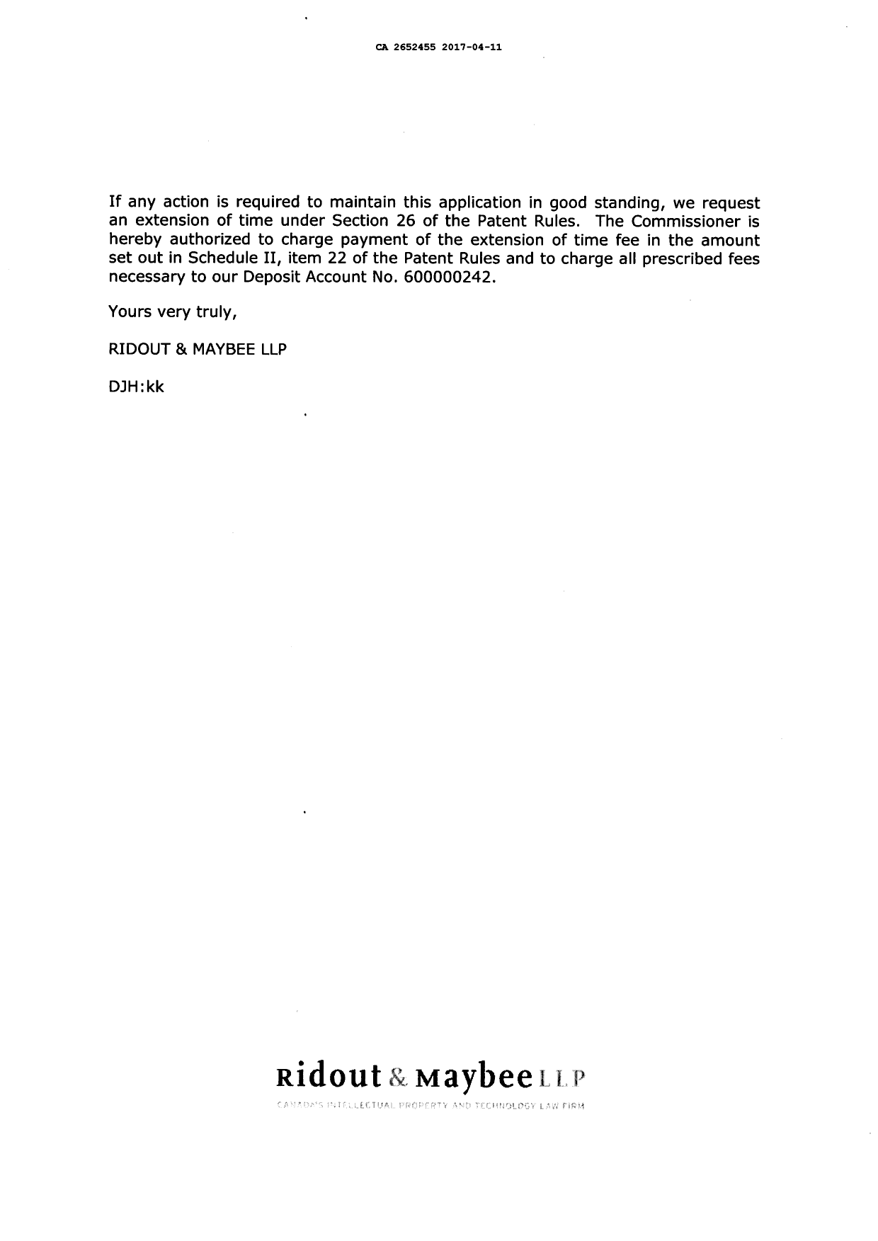 Document de brevet canadien 2652455. Correspondance 20161211. Image 3 de 3