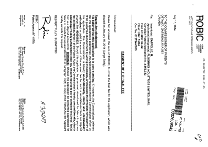 Canadian Patent Document 2652722. Correspondence 20140715. Image 1 of 2