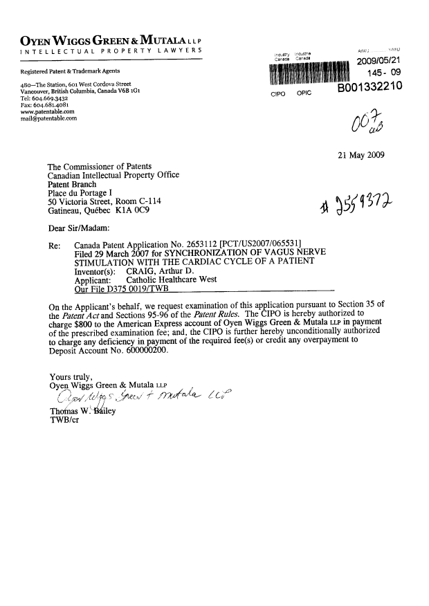 Document de brevet canadien 2653112. Poursuite-Amendment 20090521. Image 1 de 1