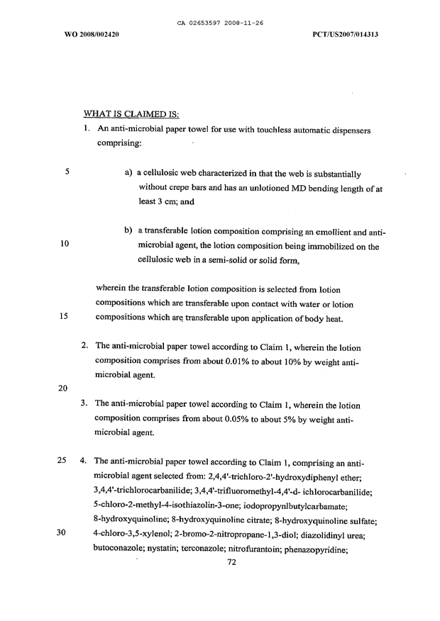 Document de brevet canadien 2653597. Revendications 20081126. Image 1 de 12