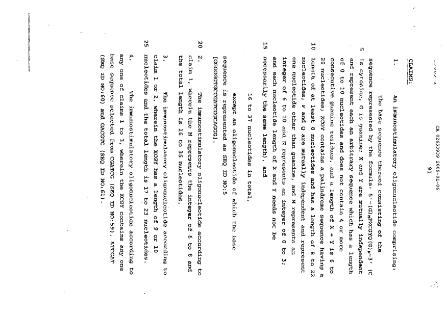 Document de brevet canadien 2653939. Revendications 20090112. Image 1 de 4
