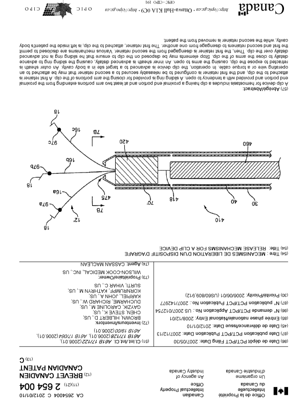Document de brevet canadien 2654004. Page couverture 20111213. Image 1 de 1