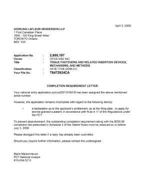 Canadian Patent Document 2655197. Correspondence 20090403. Image 1 of 1