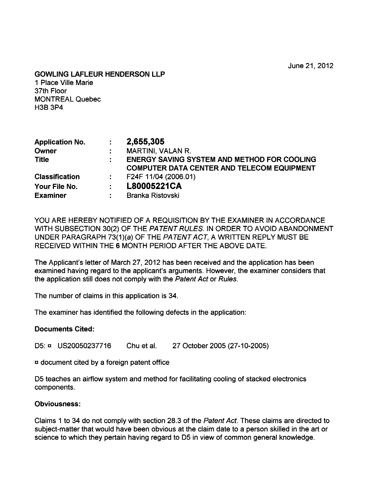 Document de brevet canadien 2655305. Poursuite-Amendment 20111221. Image 1 de 3