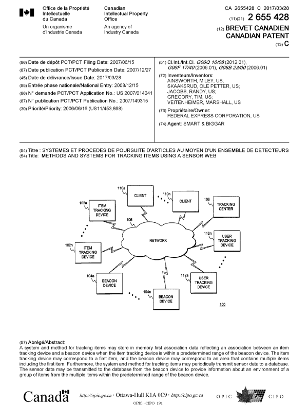 Document de brevet canadien 2655428. Page couverture 20161222. Image 1 de 1