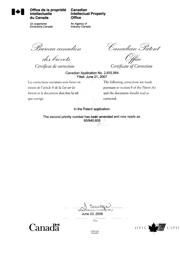 Document de brevet canadien 2655964. Poursuite-Amendment 20090623. Image 2 de 2