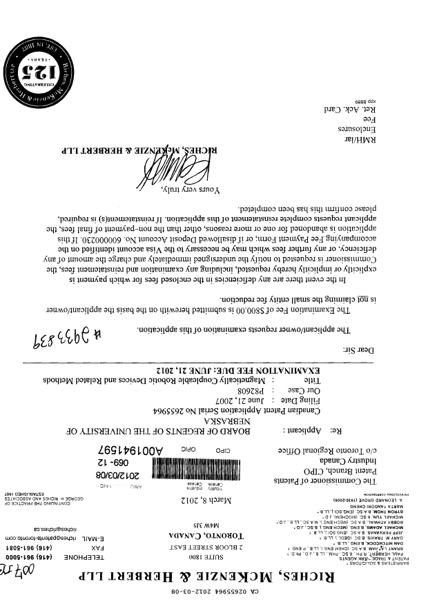 Canadian Patent Document 2655964. Prosecution-Amendment 20120308. Image 1 of 1