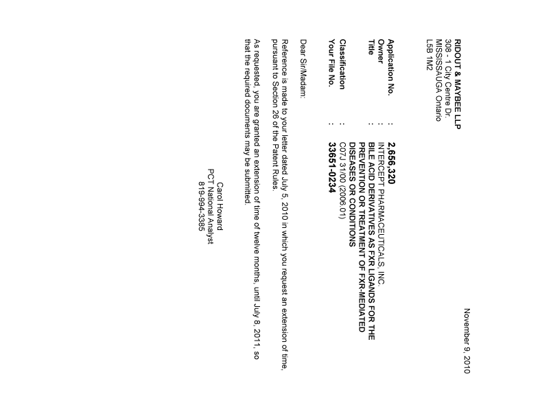 Canadian Patent Document 2656320. Correspondence 20101109. Image 1 of 1