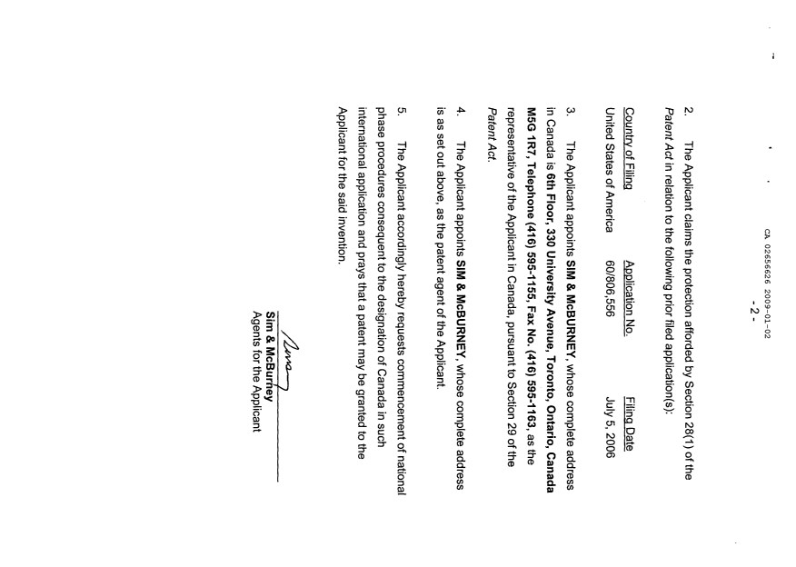 Canadian Patent Document 2656626. Assignment 20090102. Image 4 of 4