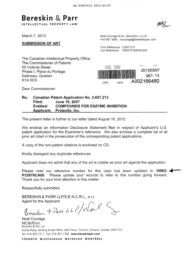 Document de brevet canadien 2657213. Poursuite-Amendment 20130307. Image 1 de 2