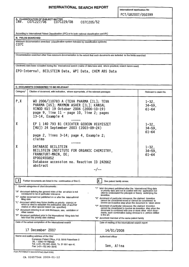 Canadian Patent Document 2657544. PCT 20090112. Image 1 of 4