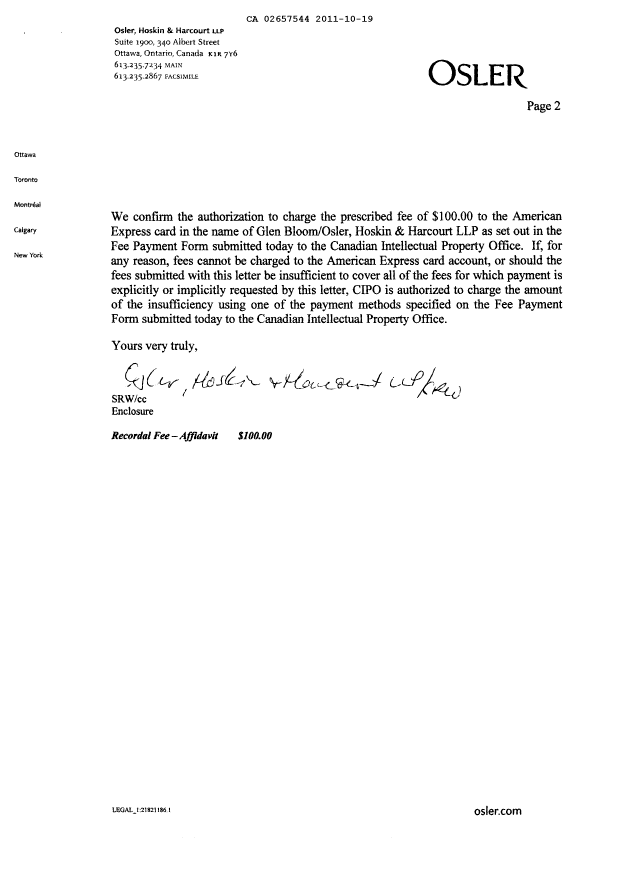 Document de brevet canadien 2657544. Cession 20111019. Image 2 de 9