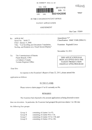 Canadian Patent Document 2658177. Prosecution-Amendment 20111110. Image 1 of 3