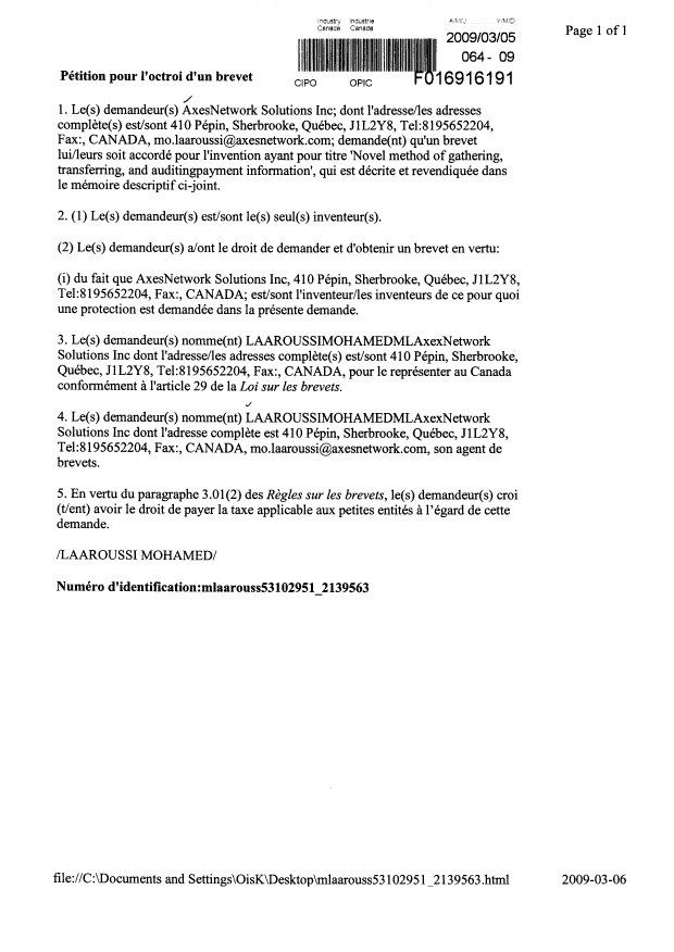 Document de brevet canadien 2658676. Cession 20090305. Image 6 de 6