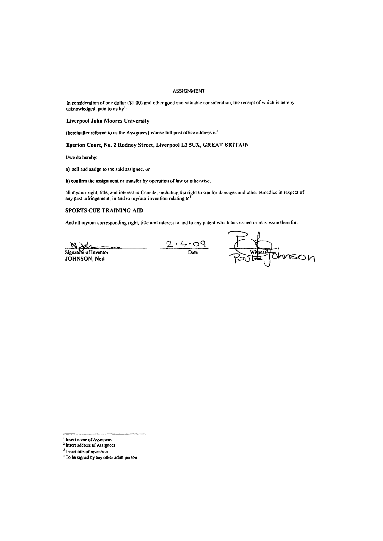 Canadian Patent Document 2658987. Assignment 20090422. Image 2 of 3