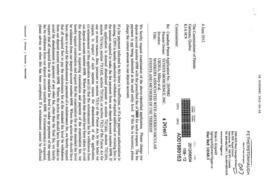 Canadian Patent Document 2659082. Prosecution-Amendment 20120604. Image 1 of 2