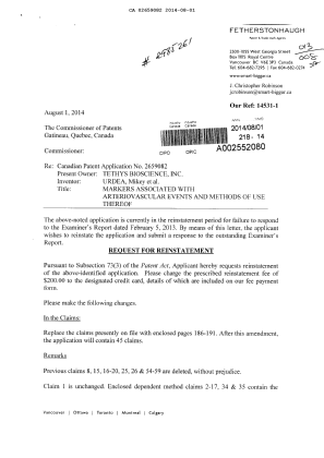 Canadian Patent Document 2659082. Prosecution-Amendment 20140801. Image 1 of 9