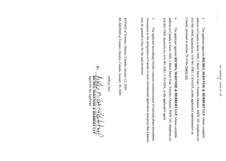 Canadian Patent Document 2659397. Correspondence 20081230. Image 3 of 5