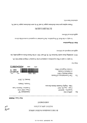 Canadian Patent Document 2659397. Prosecution-Amendment 20140121. Image 1 of 20