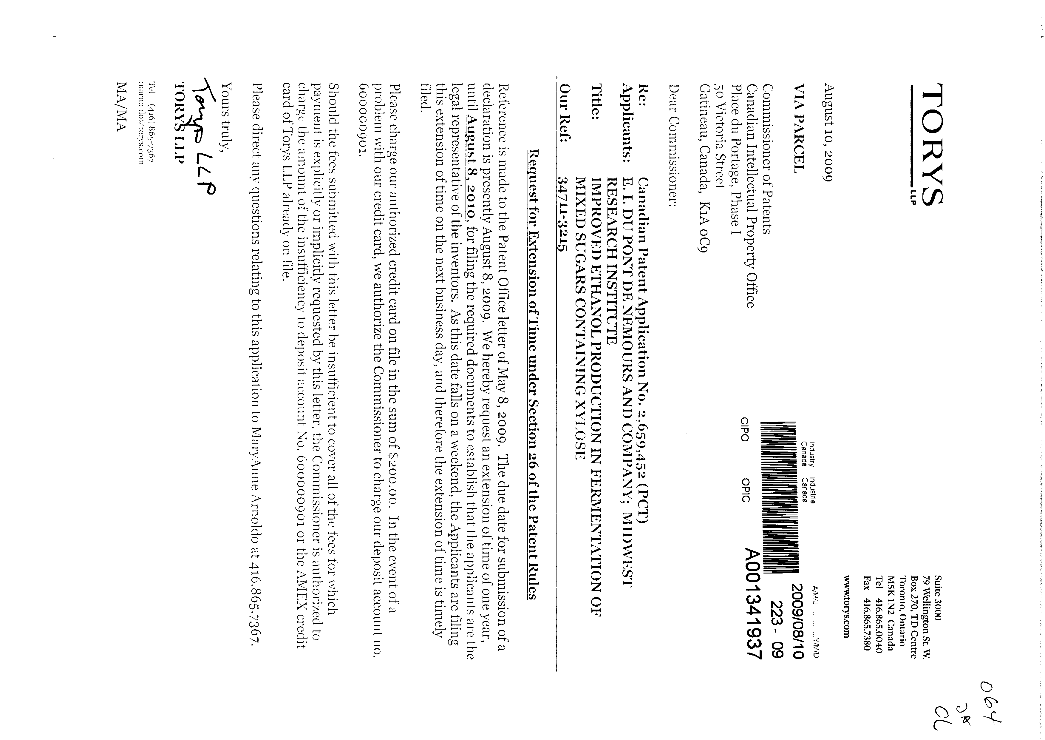 Canadian Patent Document 2659452. Correspondence 20081210. Image 1 of 1