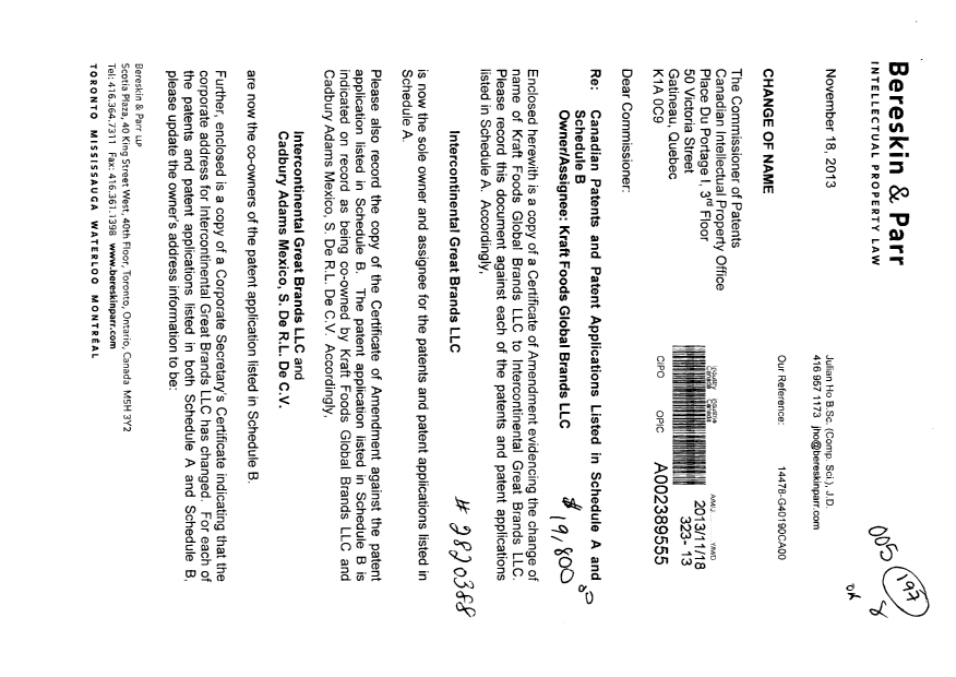 Document de brevet canadien 2661395. Cession 20131118. Image 1 de 21