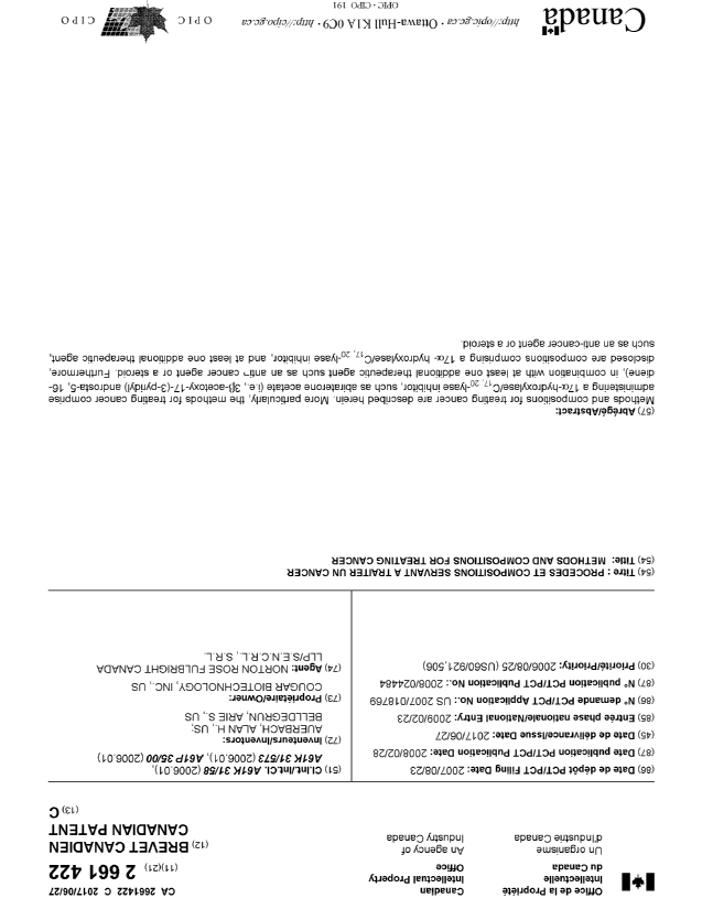 Document de brevet canadien 2661422. Page couverture 20170529. Image 1 de 1