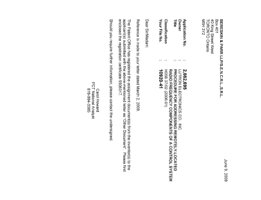 Canadian Patent Document 2662695. Correspondence 20090609. Image 1 of 1