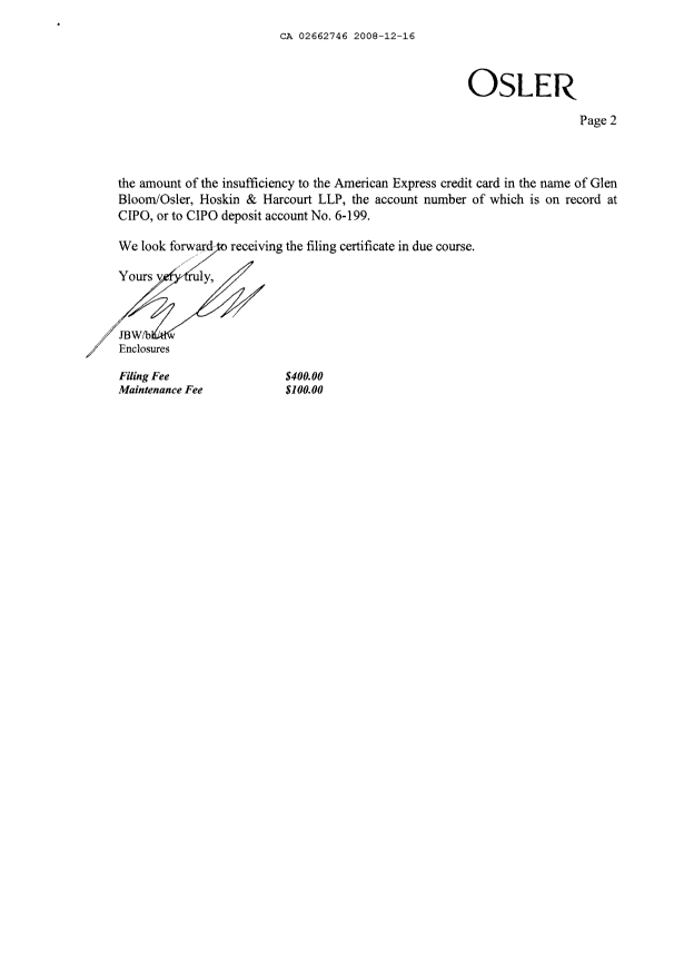 Document de brevet canadien 2662746. Cession 20081216. Image 2 de 5