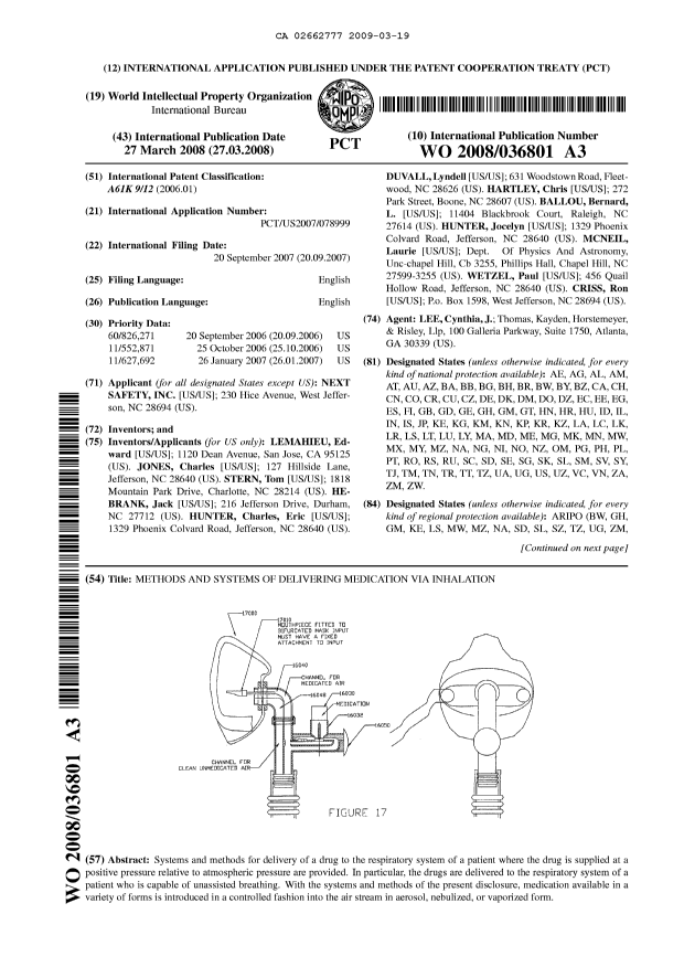 Canadian Patent Document 2662777. Abstract 20090319. Image 1 of 2