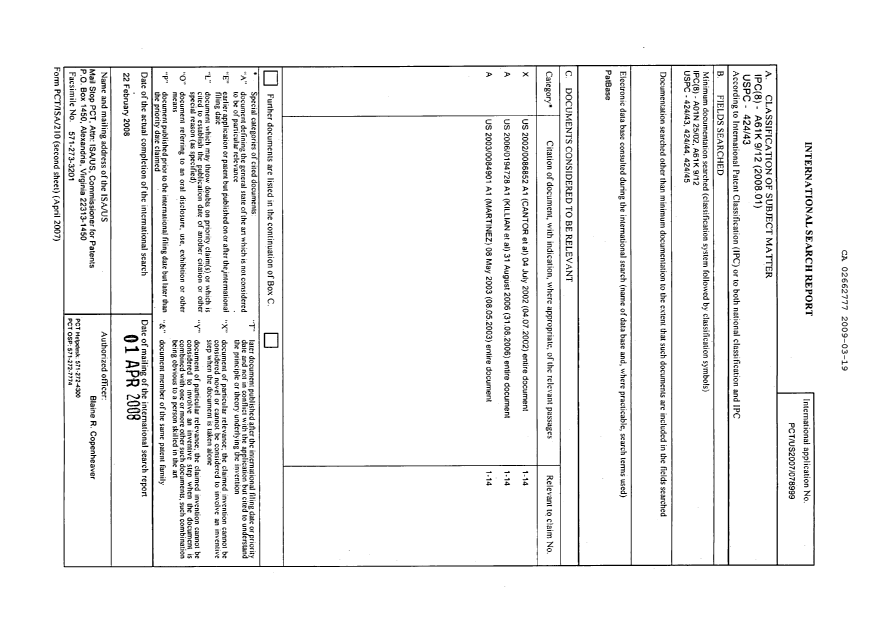 Document de brevet canadien 2662777. PCT 20090319. Image 1 de 1