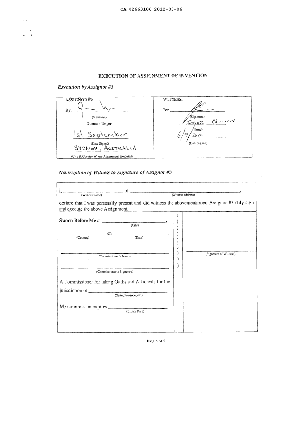 Document de brevet canadien 2663106. Cession 20120306. Image 9 de 9