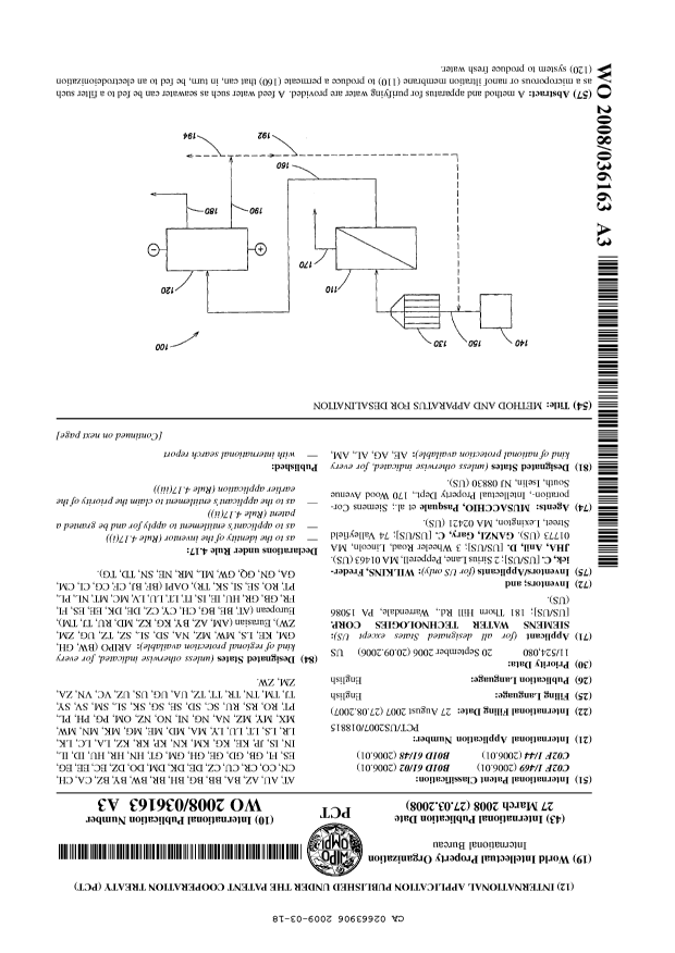 Canadian Patent Document 2663906. Abstract 20090318. Image 1 of 2