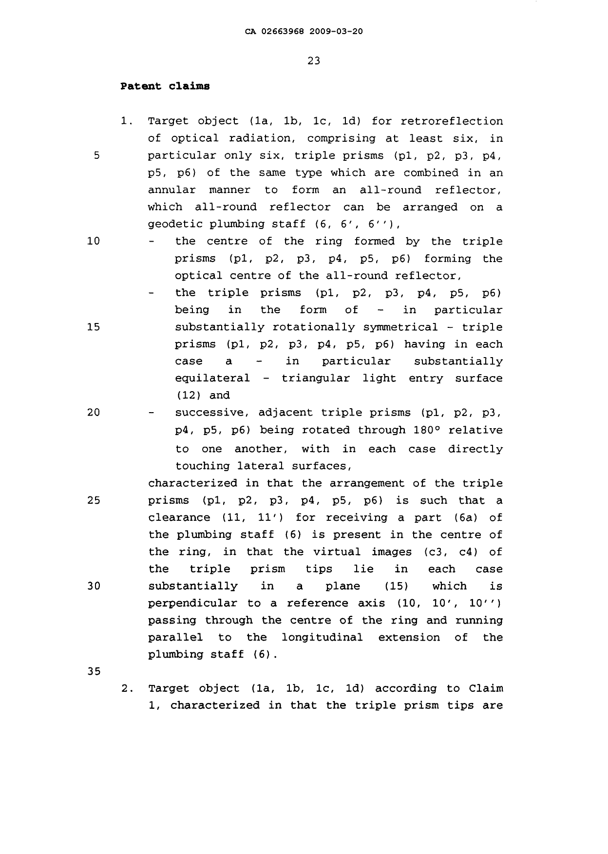 Document de brevet canadien 2663968. Revendications 20090320. Image 1 de 4