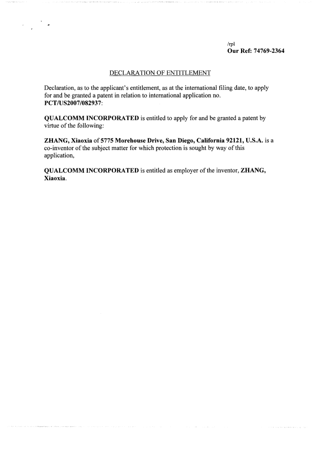 Document de brevet canadien 2664170. Correspondance 20090929. Image 2 de 2