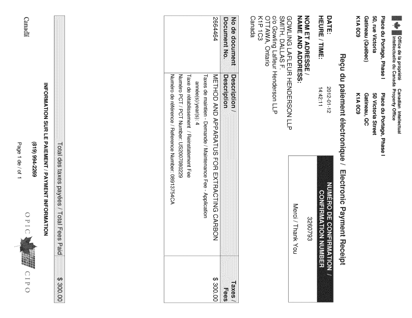 Document de brevet canadien 2664464. Taxes 20120112. Image 1 de 1