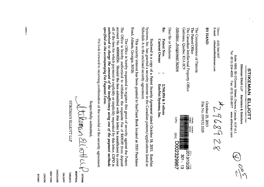 Document de brevet canadien 2664573. Cession 20131025. Image 1 de 8