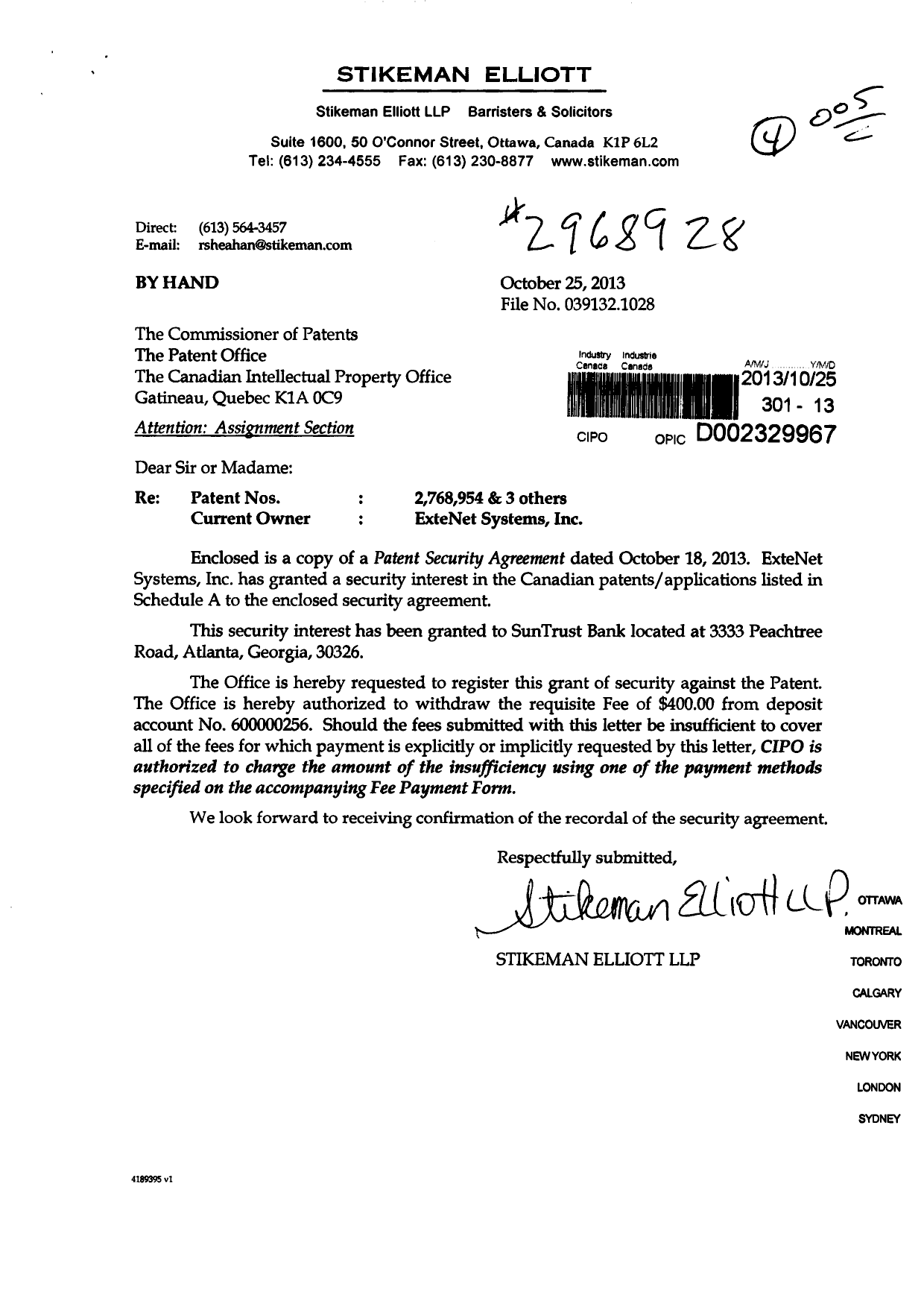 Document de brevet canadien 2664573. Cession 20131025. Image 1 de 8