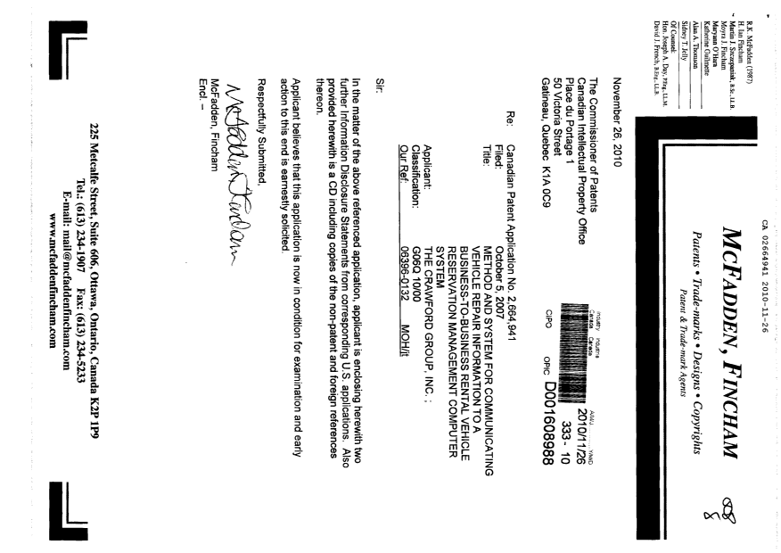 Document de brevet canadien 2664941. Poursuite-Amendment 20101126. Image 1 de 1