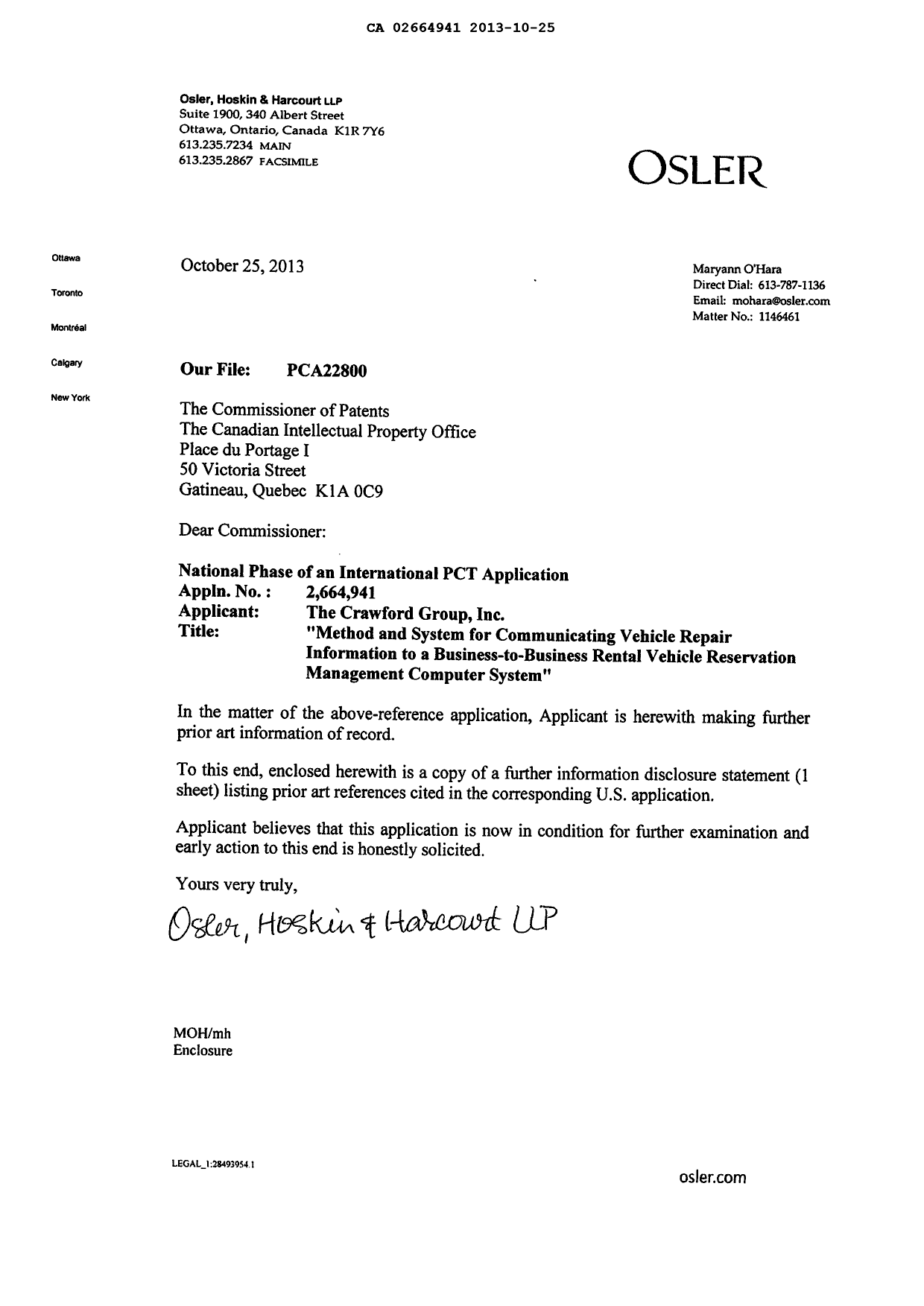Canadian Patent Document 2664941. Prosecution-Amendment 20131025. Image 2 of 2
