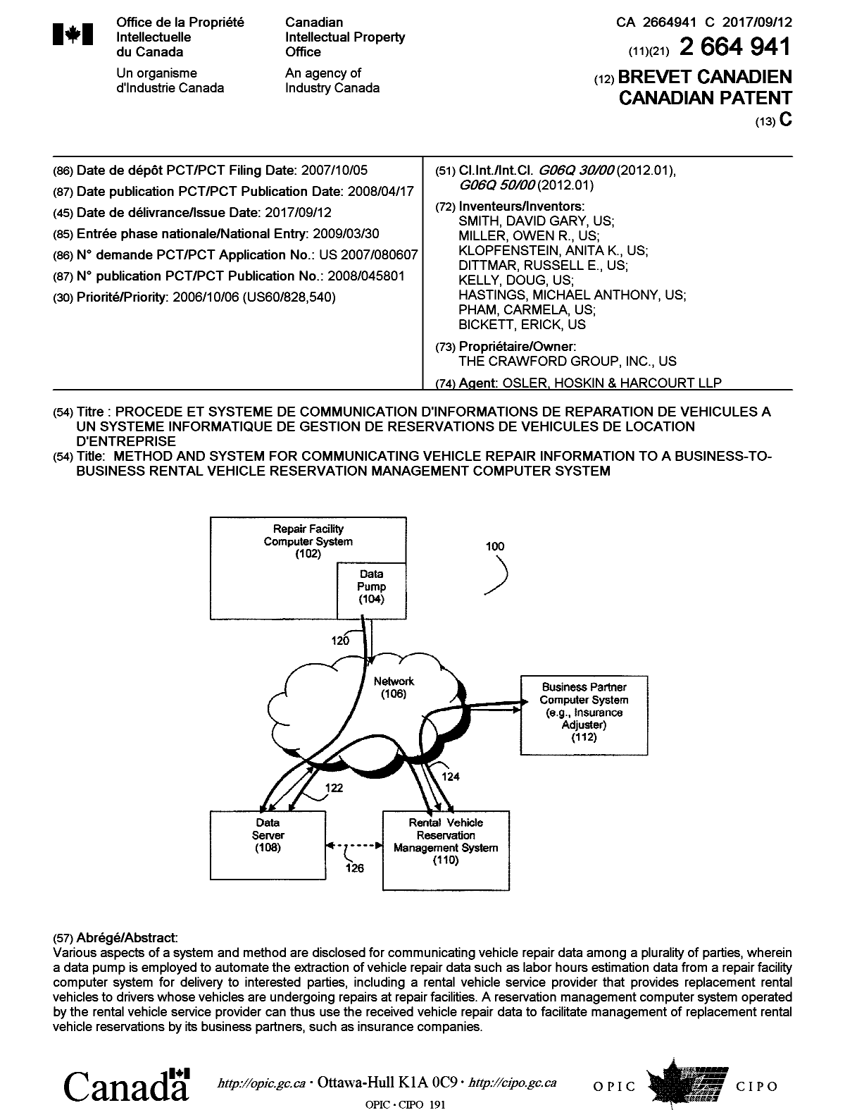 Document de brevet canadien 2664941. Page couverture 20170809. Image 1 de 1