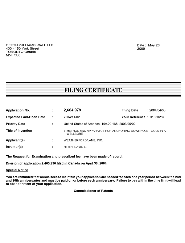 Canadian Patent Document 2664979. Correspondence 20090528. Image 1 of 1