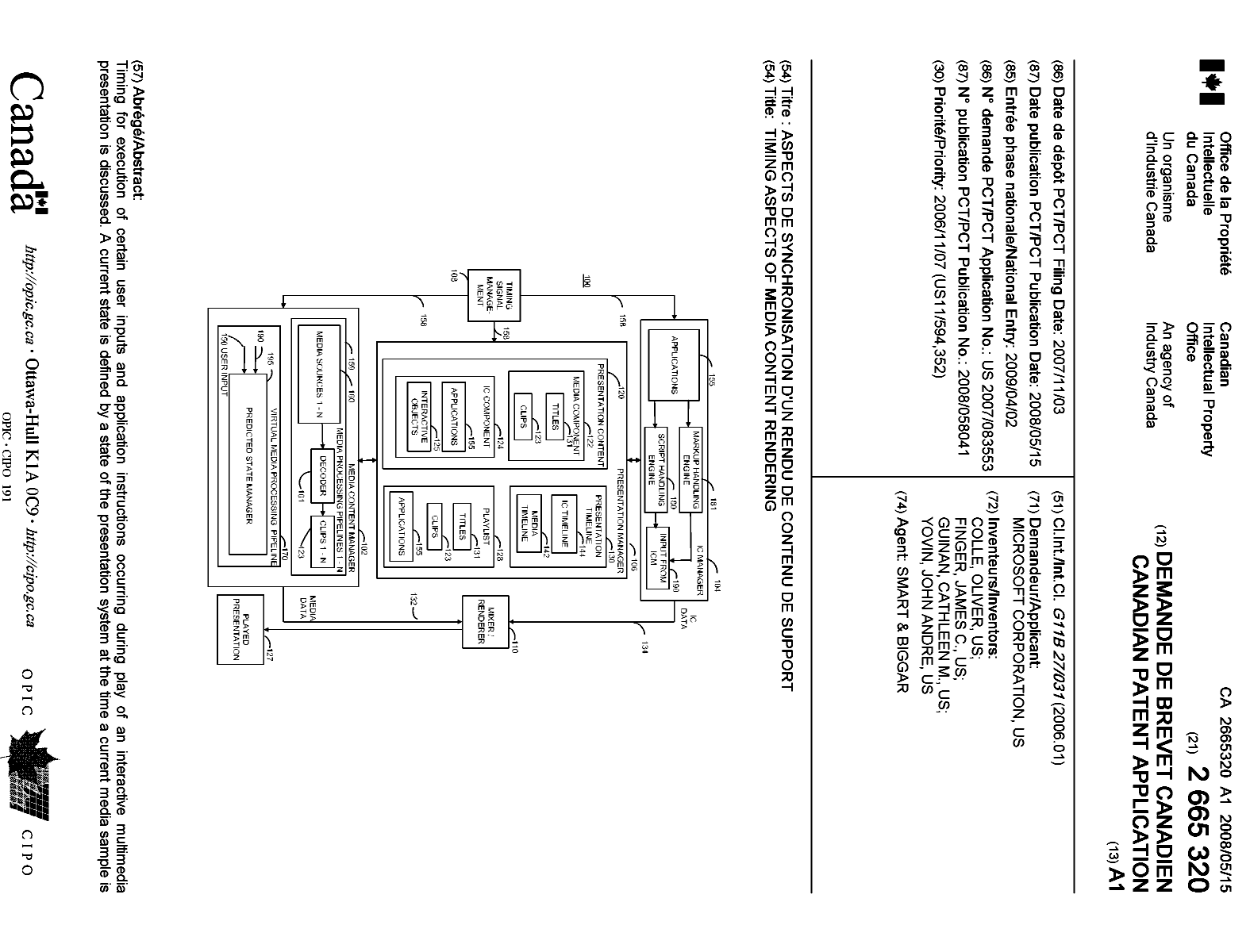 Canadian Patent Document 2665320. Cover Page 20090729. Image 1 of 2
