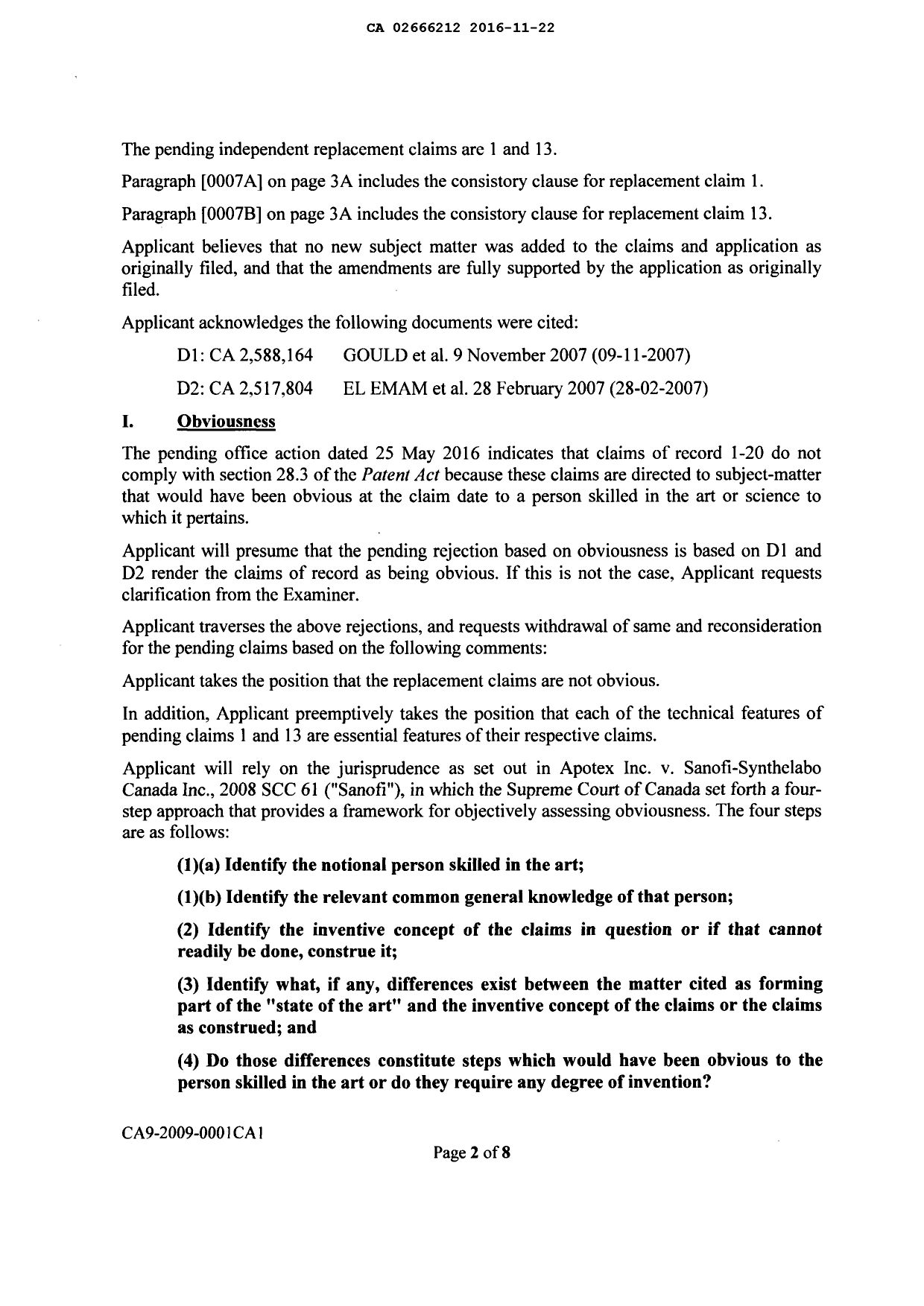 Document de brevet canadien 2666212. Poursuite-Amendment 20151222. Image 2 de 14