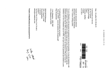Canadian Patent Document 2666284. Correspondence 20111224. Image 1 of 5