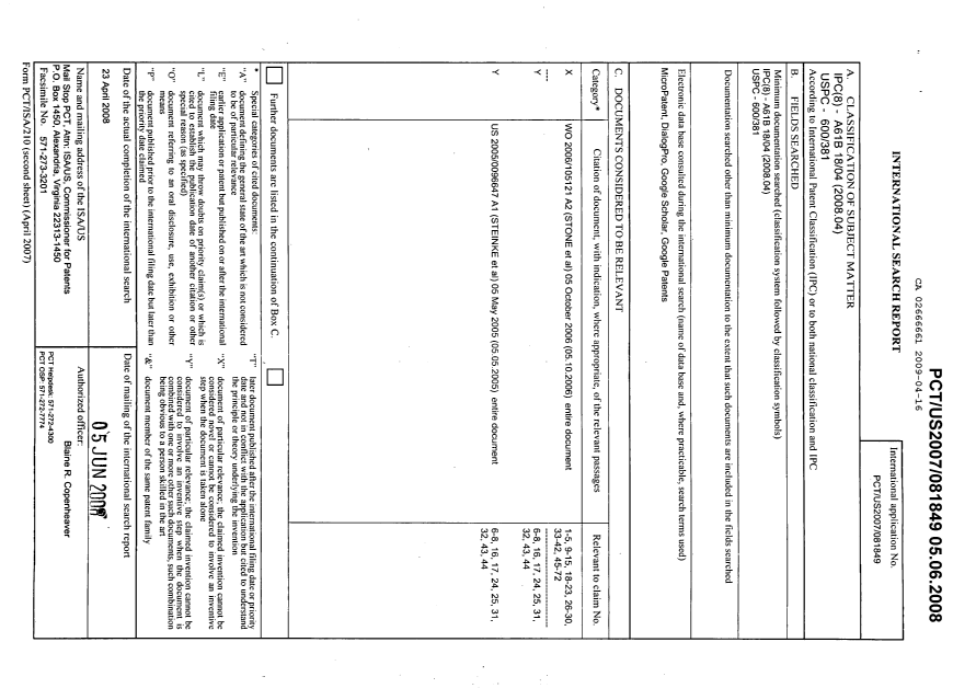 Document de brevet canadien 2666661. PCT 20090416. Image 1 de 2