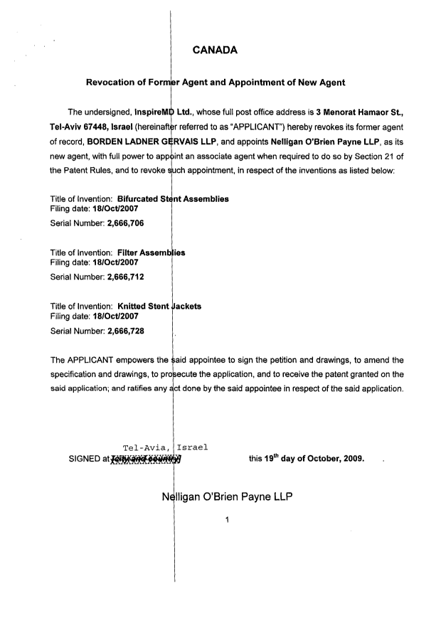Canadian Patent Document 2666728. Correspondence 20091019. Image 2 of 3